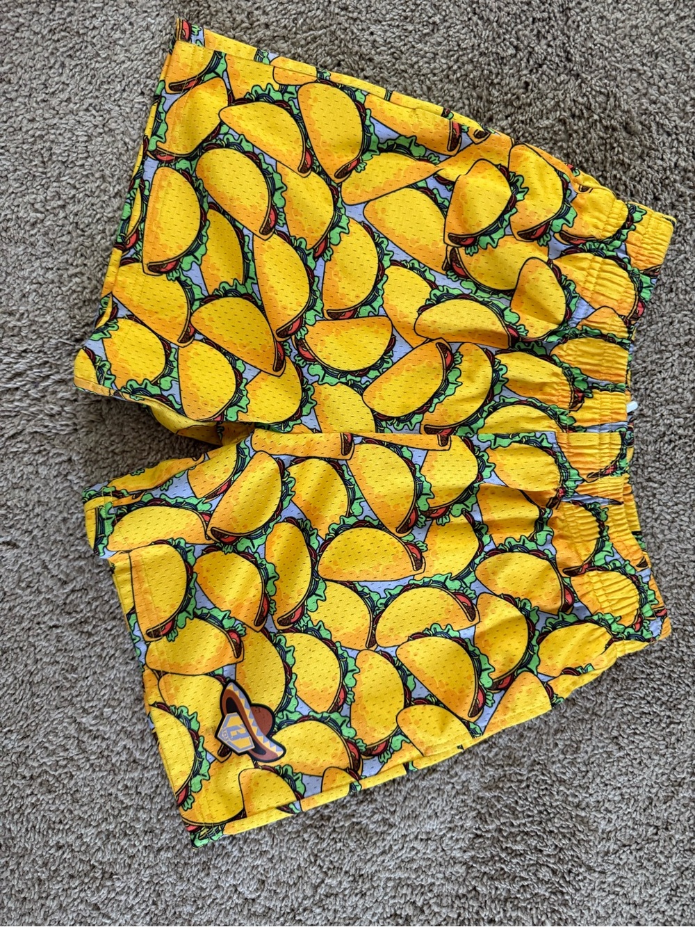 Kids Yellow Taco-Print Elastic-Waist Shorts